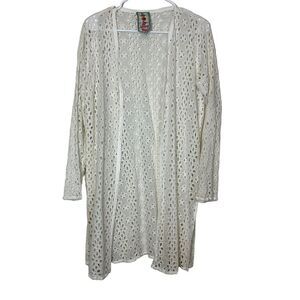Johnny Was White Eyelet Cardigan Size S Women